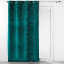 RIDEAU OEILLETS 140X240CM OCCULTANT RELIEF ANALIA PETROLE