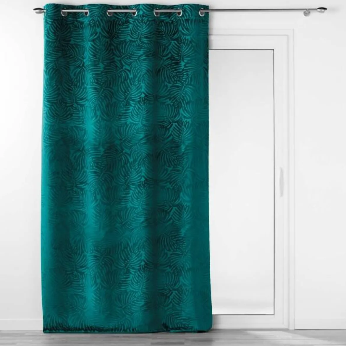RIDEAU OEILLETS 140X240CM OCCULTANT RELIEF ANALIA PETROLE