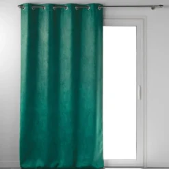 RIDEAU OEILLETS 135X240CM OCCULTANT VELOURS MELODIE VERT