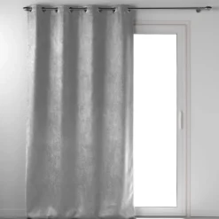 RIDEAU OEILLETS 135X240CM OCCULTANT VELOURS MELODIE GRIS
