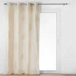 RIDEAU OEILLETS 140X240CM POLYCOTON LIN APPLIQUE METAL VENUS