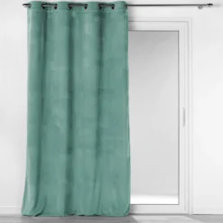 RIDEAU OEILLETS 140X260CM VELOURS COTELE UNI CASUAL SAUGE