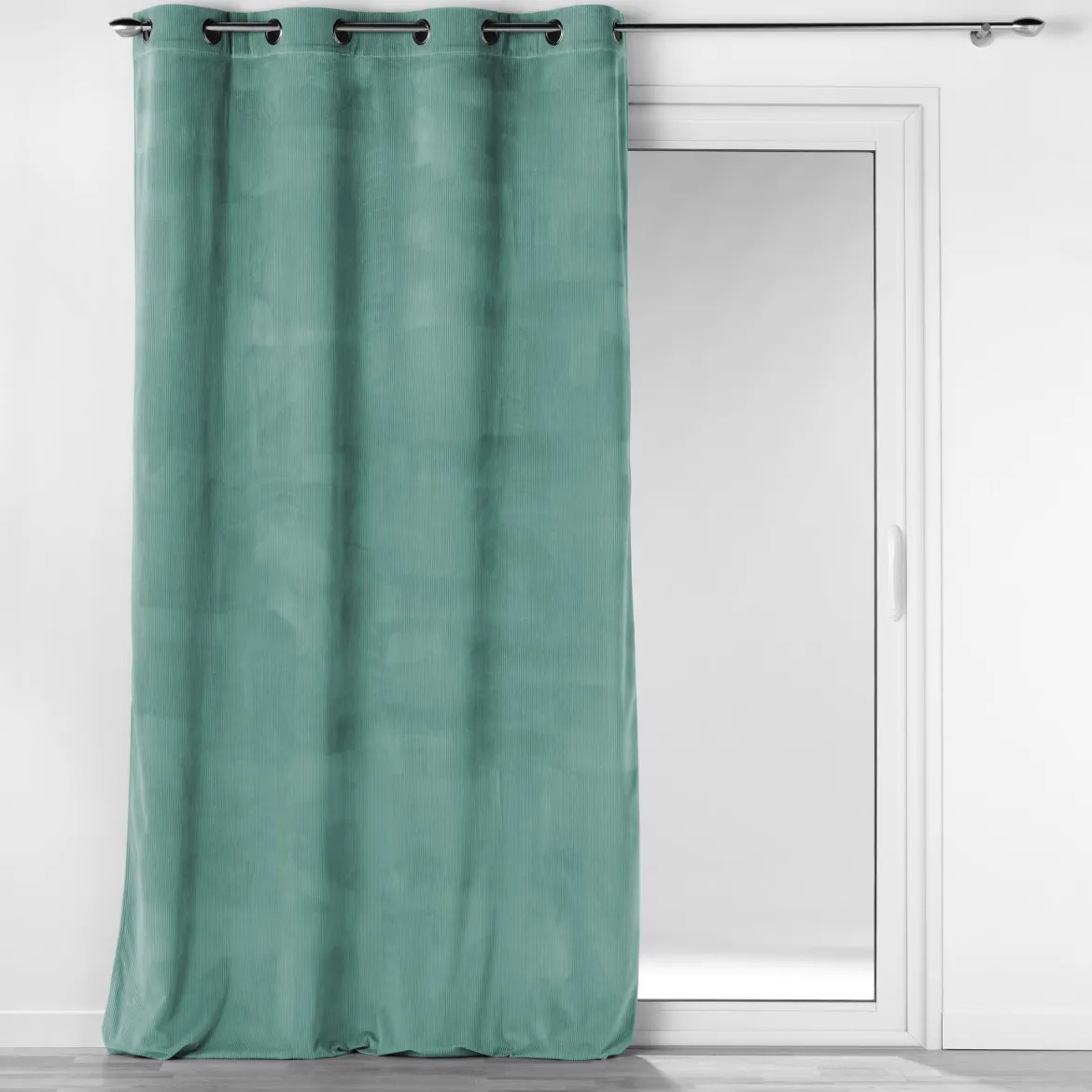 RIDEAU OEILLETS 140X260CM VELOURS COTELE UNI CASUAL SAUGE