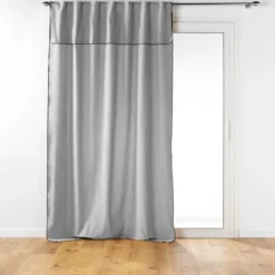 RIDEAU PASS CACHE 140X240CM COTON UNI MISTRALINE GRIS CHINE
