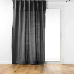 RIDEAU PASS CACHE 140X240CM COTON UNI MISTRALINE ANTHRACITE