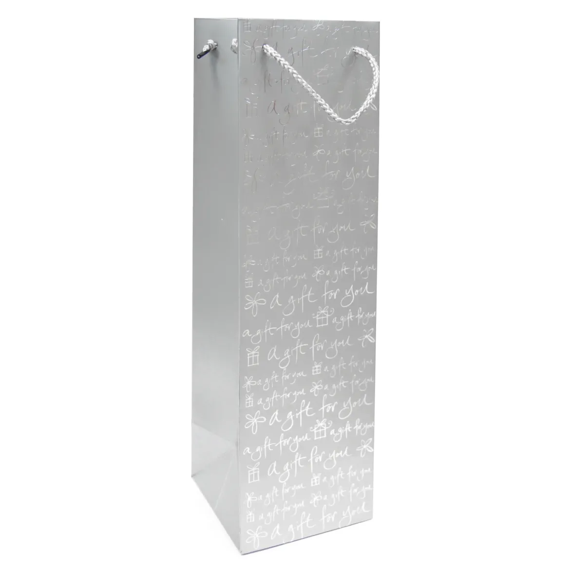 SAC CADEAU BOUTEILLE MOTIF ARGENT PAPIER
