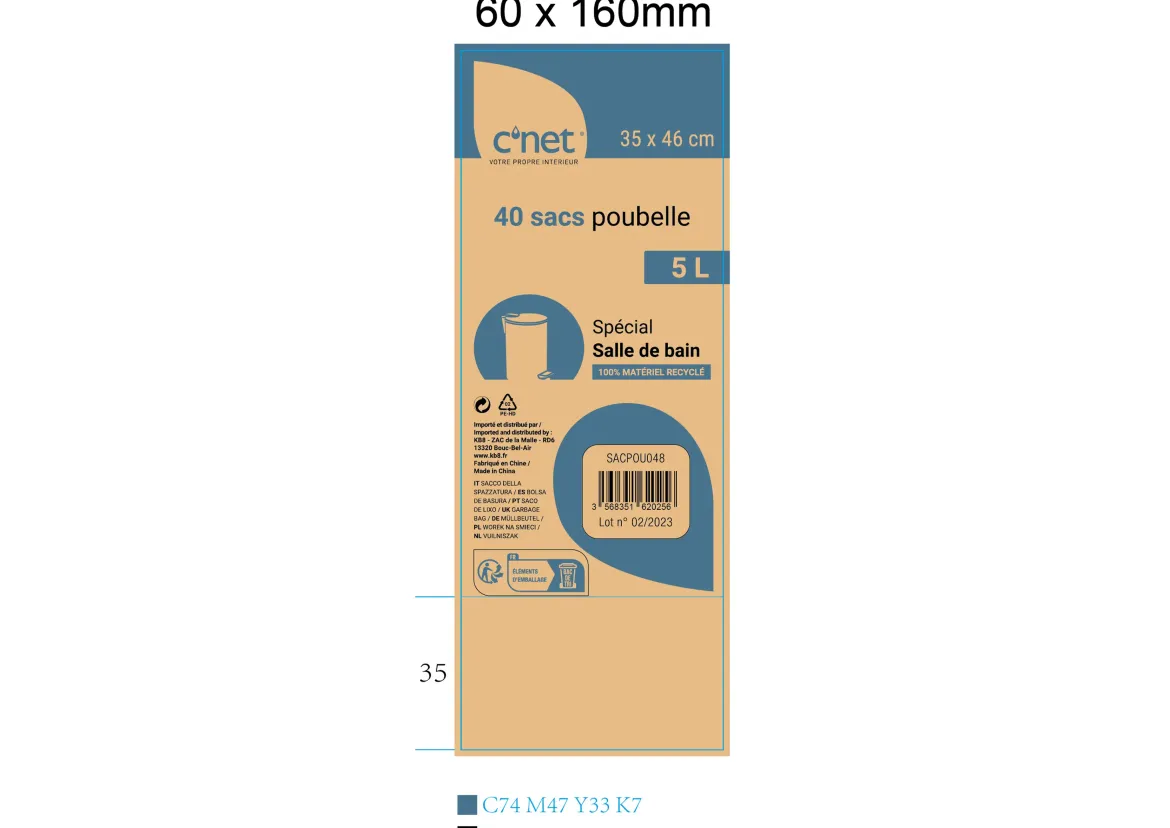40 SACS POUBELLE 5L SALLE DE BAIN