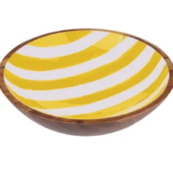 SALADIER ACACIA DECOR EMAILLE JAUNE 25X7CM