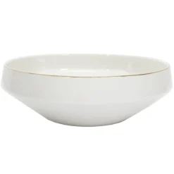 SALADIER EN PORCELAINE LISERE DORE D25CM