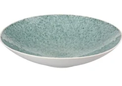 SALADIER PORCELAINE EMAIL REACTIF BLEU BLANC MAT D.30.5X7CM