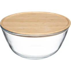 SALADIER VERRE 2.5L COUVERCLE BAMBOU