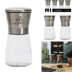 SALIERE POIVRIERE INOX BISTROT 6.6X13.3CM