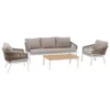 SALON ORIENGO TAUPE BLANC 5 PLACES