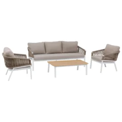 SALON ORIENGO TAUPE BLANC 5 PLACES