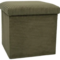 SCOTT COFFRE POUF PLIABLE COTELE VERT