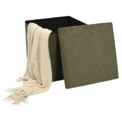 SCOTT COFFRE POUF PLIABLE COTELE VERT