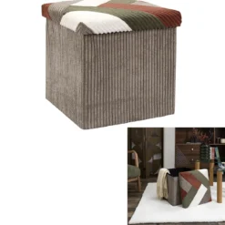SCOTT COFFRE POUF PLIABLE PATCHWORK COTELE