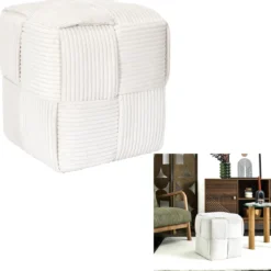 SCOTT POUF COTELE TRESSE BEIGE
