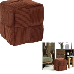 SCOTT POUF COTELE TRESSE TERRACOTTA