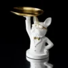 SCULPTURE DECO BULLDOG BLANC VIDE POCHE 23CM