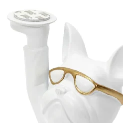 SCULPTURE DECO BULLDOG BLANC VIDE POCHE 23CM