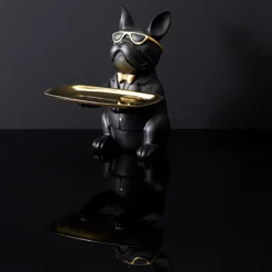 SCULPTURE DECO BULLDOG NOIR VIDE POCHE 21CM