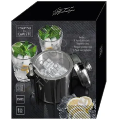 SEAU GLACE METAL COUVERCLE ET PINCE 1.3L