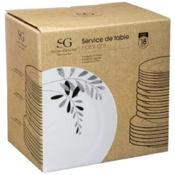 SERVICE 18 PIECES FLORAL GRIS