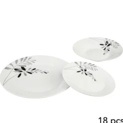 SERVICE 18 PIECES FLORAL GRIS