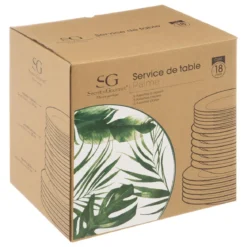 SERVICE VAISSELLE 18 PIECES PALME VERT