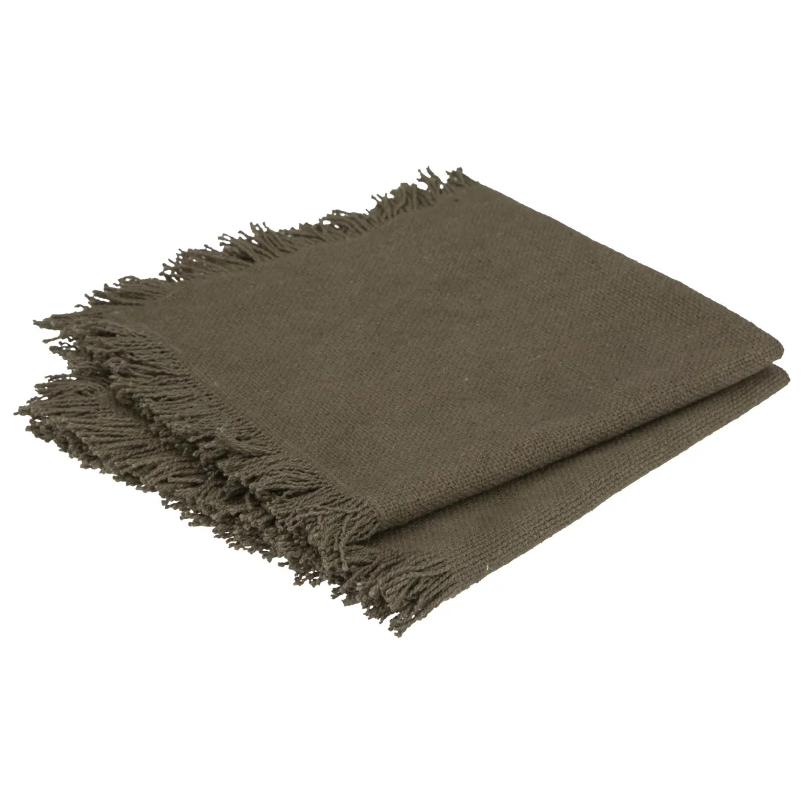 SERVIETTE COTON FRANGE MAHA KAKI 40X40CM X2 PIECES