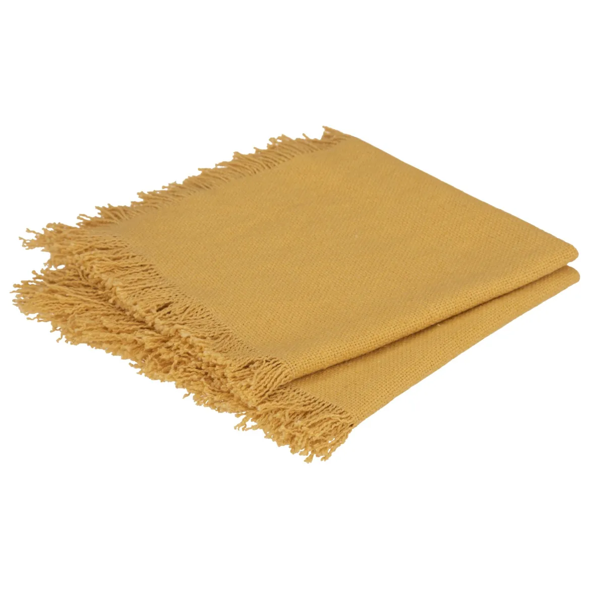 SERVIETTE COTON FRANGE MAHA OCRE 40X40CM X2 PIECES