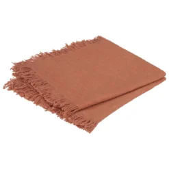 SERVIETTE COTON FRANGE MAHA TERRACOTTA 40X40CM X2 PIECES