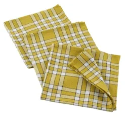 3 SERVIETTES DE TABLE 45X45 CM COTON TISSE TRADITIO JAUNE