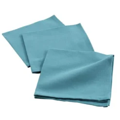 3 SERVIETTES DE TABLE 40X40 CM COTON UNI INITIA BLEU