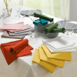 3 SERVIETTES DE TABLE 40X40 CM COTON UNI INITIA TERRACOTTA