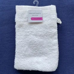 SET 2 GANTS TOILETTE 16X21CM BLANC