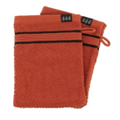 SET 2 GANTS TOILETTE 15X21CM COTON TERRE DE SIENNE