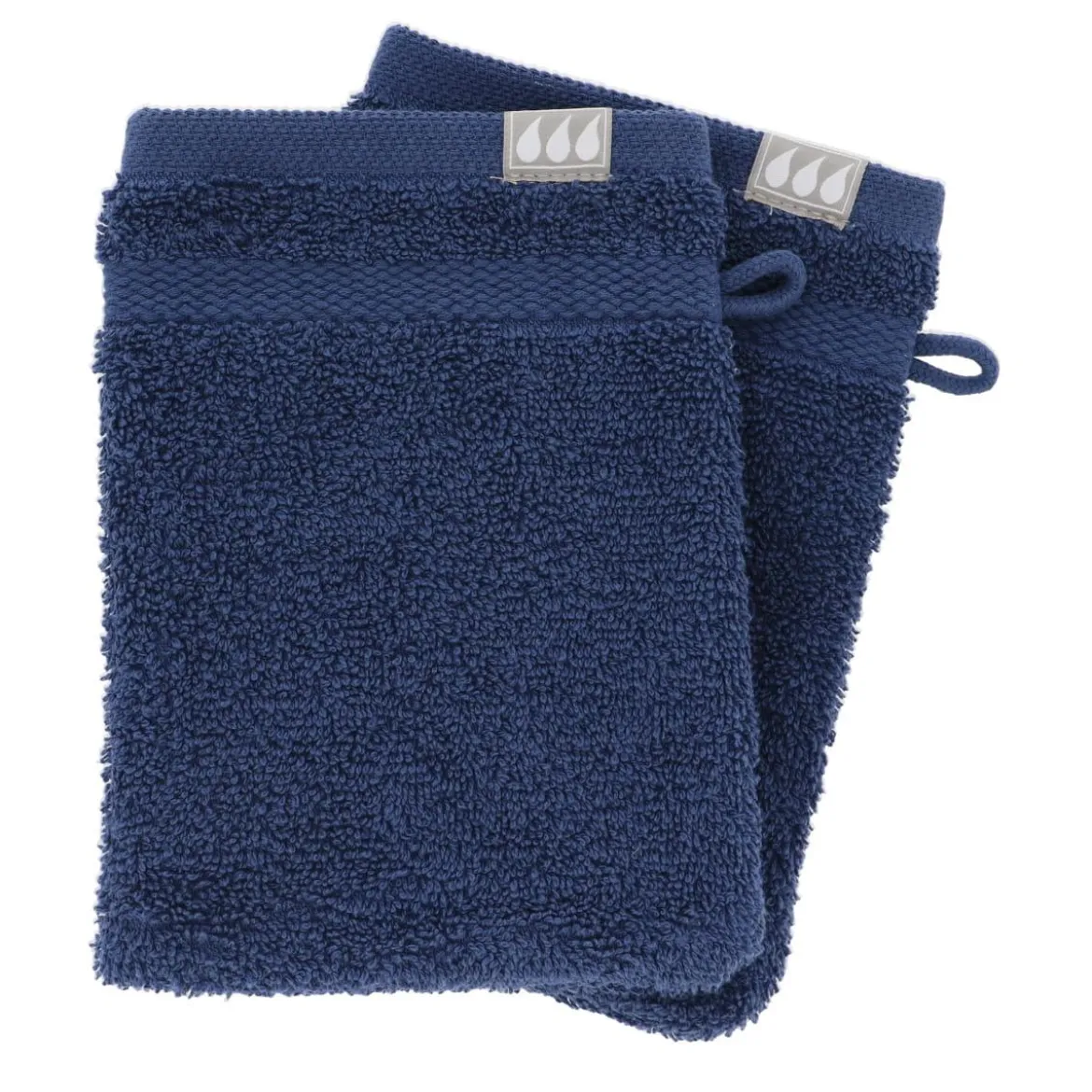 SET 2 GANTS TOILETTE 15X21CM COTON BLEU MARINE