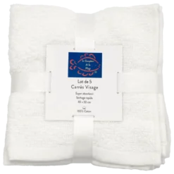 SET DE 5 SERVIETTES INVITE 30X30CM BLANC