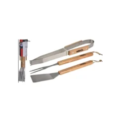 SET 3 ACCESSOIRES BARBECUE METAL ET BOIS
