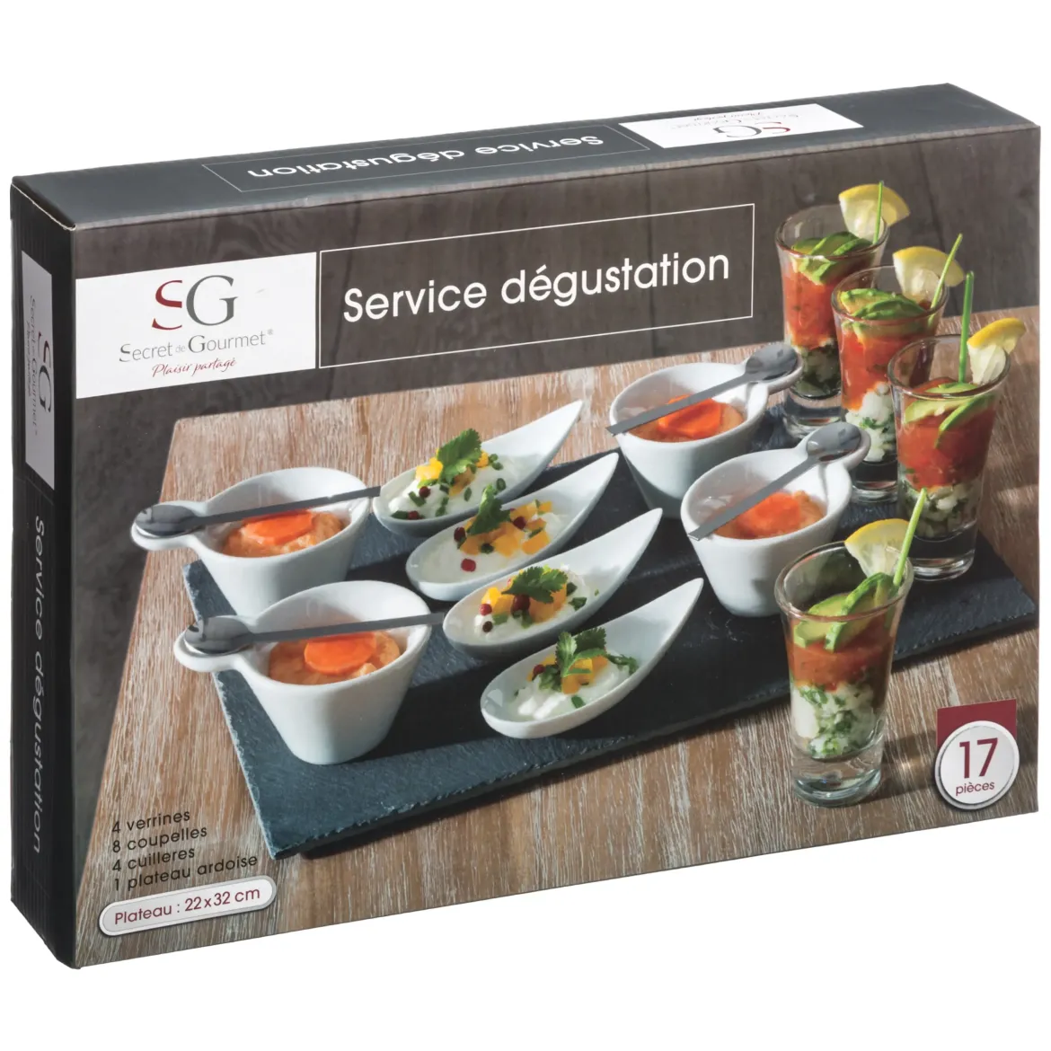 SET APERITIF ARDOISE 17 PIECES