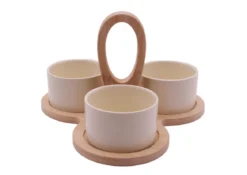 SET APERO 3 COUPELLES BEIGE ET PLATEAU