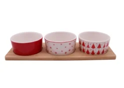 SET APERO NOEL 3 COUPES ET PLATEAU ROUGE