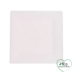 SET 12 ASSIETTES CARREES CANNE A SUCRE 15CM BLANC