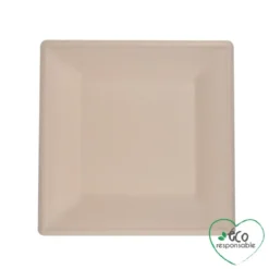 SET 12 ASSIETTES CARREES CANNE A SUCRE 15CM NATUREL
