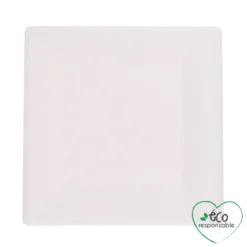 SET 12 ASSIETTES CARREES CANNE A SUCRE 20CM BLANC