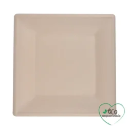 SET 12 ASSIETTES CARREES CANNE A SUCRE 20CM NATUREL