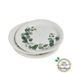 SET 10 ASSIETTES CARTON D.23CM EUCALYPTUS