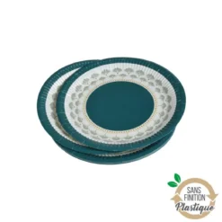 SET 10 ASSIETTES CARTON D.18CM FLORAL DAMASK
